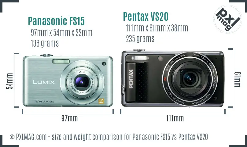 Panasonic FS15 vs Pentax VS20 size comparison