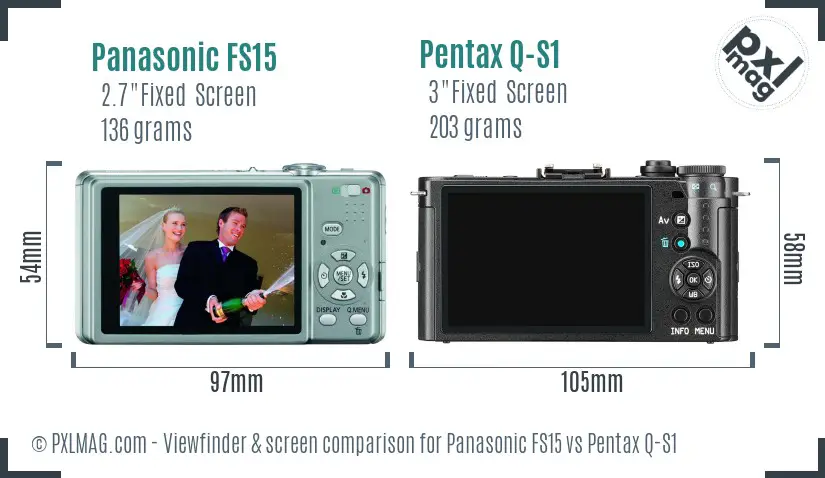 Panasonic FS15 vs Pentax Q-S1 Screen and Viewfinder comparison