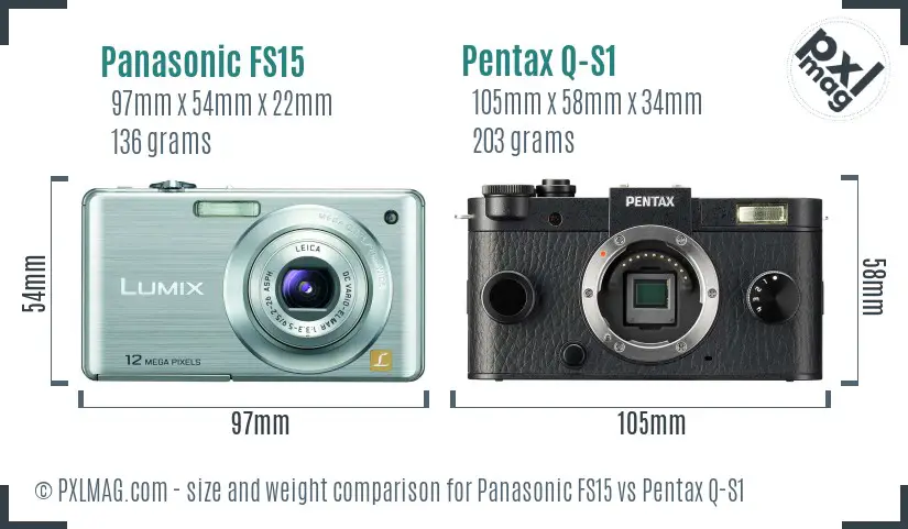 Panasonic FS15 vs Pentax Q-S1 size comparison