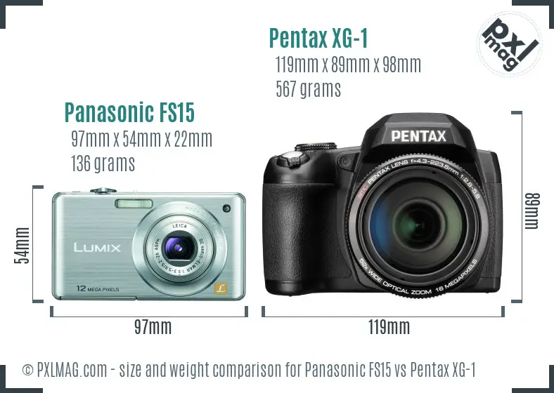 Panasonic FS15 vs Pentax XG-1 size comparison