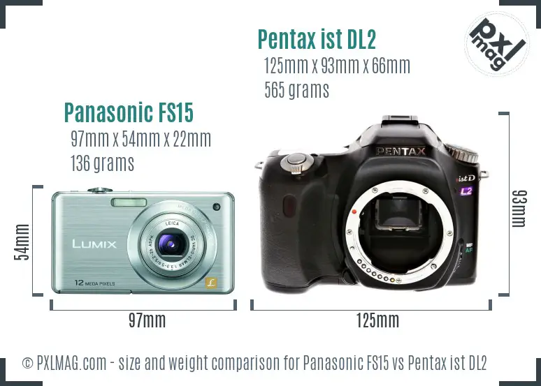 Panasonic FS15 vs Pentax ist DL2 size comparison