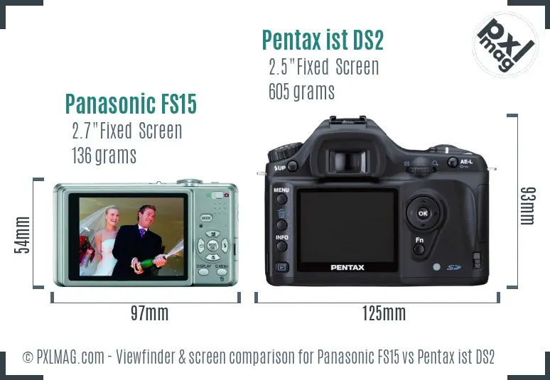 Panasonic FS15 vs Pentax ist DS2 Screen and Viewfinder comparison