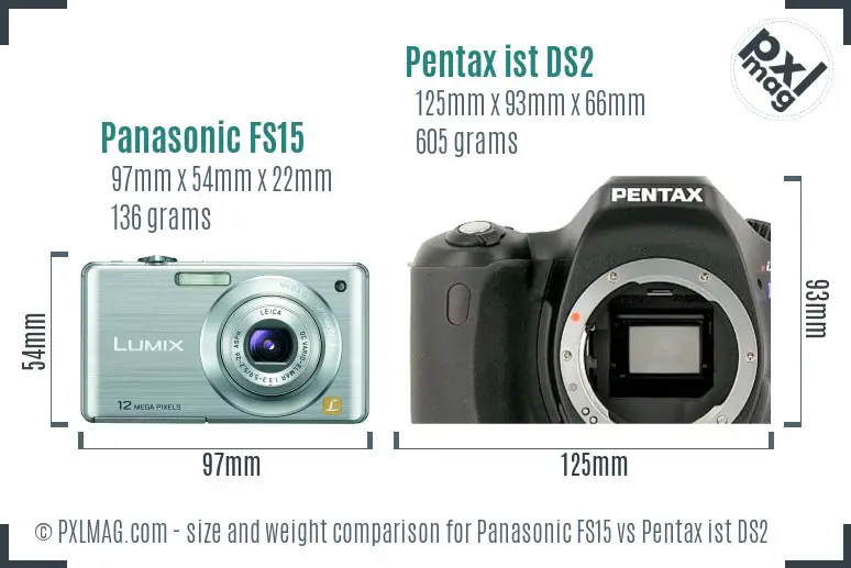 Panasonic FS15 vs Pentax ist DS2 size comparison