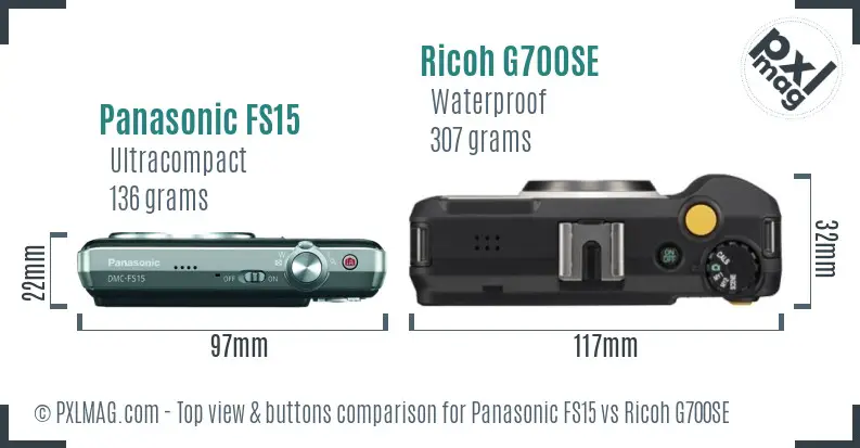 Panasonic FS15 vs Ricoh G700SE top view buttons comparison