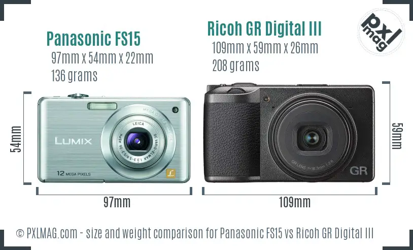 Panasonic FS15 vs Ricoh GR Digital III size comparison Panasonic FS15 vs Ricoh GR Digital III size comparison