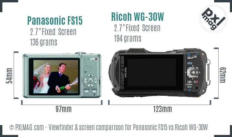 Panasonic FS15 vs Ricoh WG-30W Screen and Viewfinder comparison Panasonic FS15 vs Ricoh WG-30W Screen and Viewfinder comparison