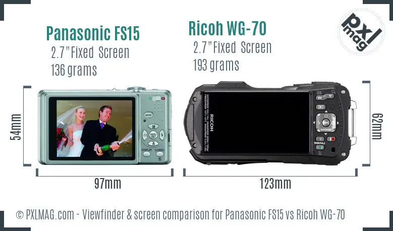 Panasonic FS15 vs Ricoh WG-70 Screen and Viewfinder comparison Panasonic FS15 vs Ricoh WG-70 Screen and Viewfinder comparison