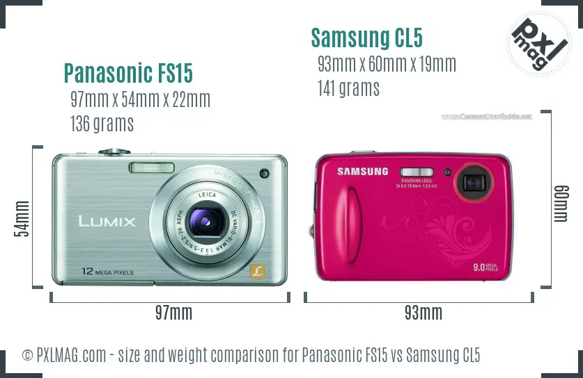 Panasonic FS15 vs Samsung CL5 size comparison