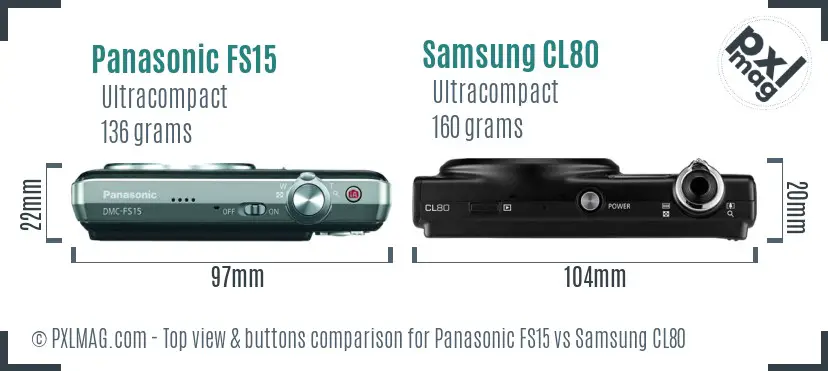 Panasonic FS15 vs Samsung CL80 top view buttons comparison