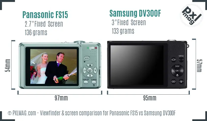 Panasonic FS15 vs Samsung DV300F Screen and Viewfinder comparison
