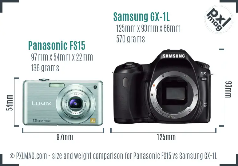 Panasonic FS15 vs Samsung GX-1L size comparison