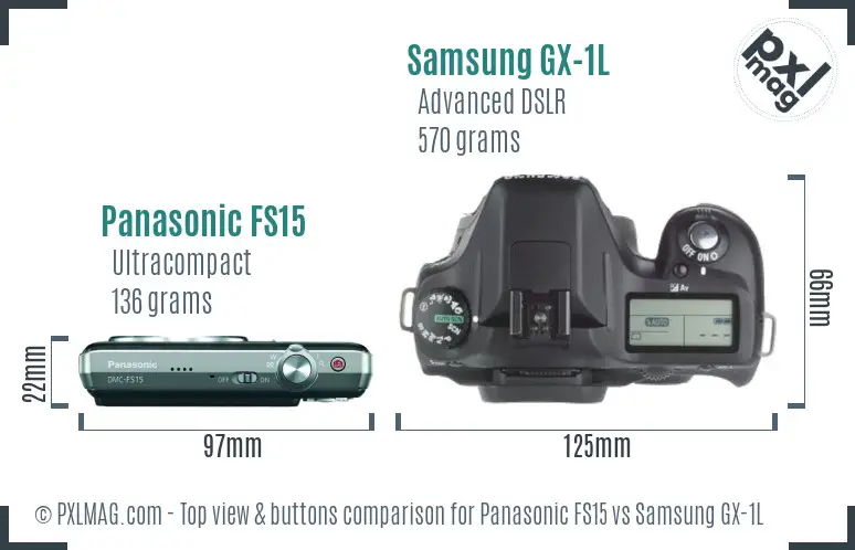 Panasonic FS15 vs Samsung GX-1L top view buttons comparison