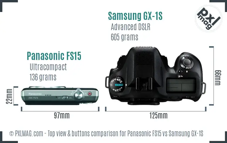 Panasonic FS15 vs Samsung GX-1S top view buttons comparison