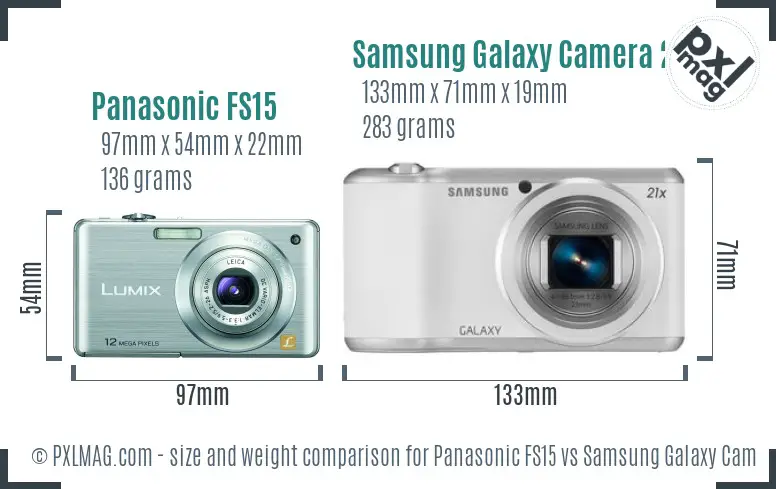 Panasonic FS15 vs Samsung Galaxy Camera 2 size comparison
