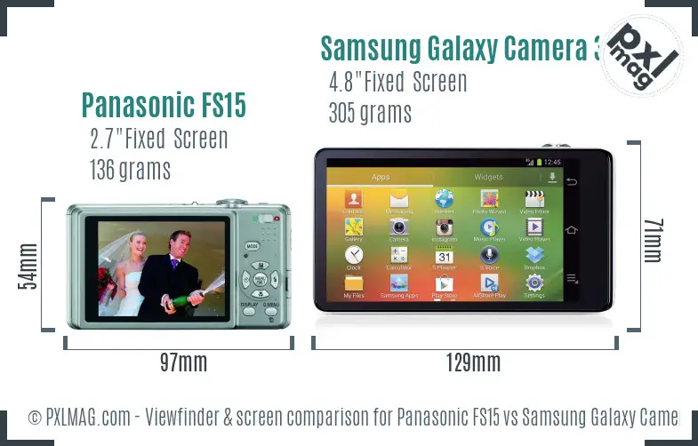 Panasonic FS15 vs Samsung Galaxy Camera 3G Screen and Viewfinder comparison Panasonic FS15 vs Samsung Galaxy Camera 3G Screen and Viewfinder comparison
