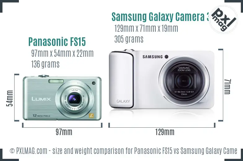 Panasonic FS15 vs Samsung Galaxy Camera 3G size comparison