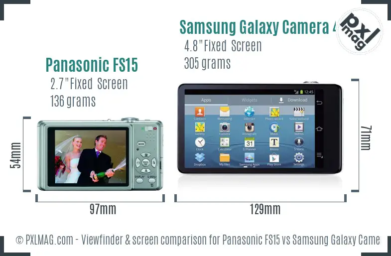 Panasonic FS15 vs Samsung Galaxy Camera 4G Screen and Viewfinder comparison Panasonic FS15 vs Samsung Galaxy Camera 4G Screen and Viewfinder comparison