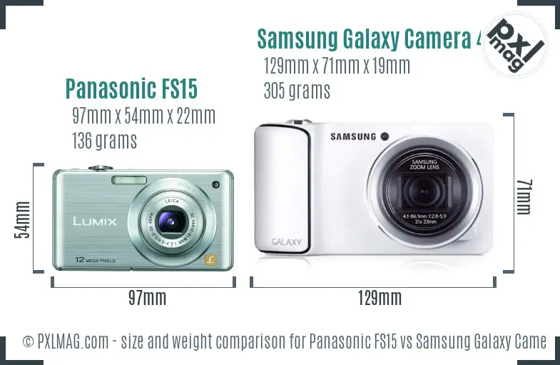 Panasonic FS15 vs Samsung Galaxy Camera 4G size comparison Panasonic FS15 vs Samsung Galaxy Camera 4G size comparison