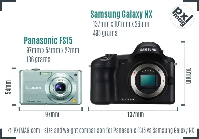 Panasonic FS15 vs Samsung Galaxy NX size comparison Panasonic FS15 vs Samsung Galaxy NX size comparison