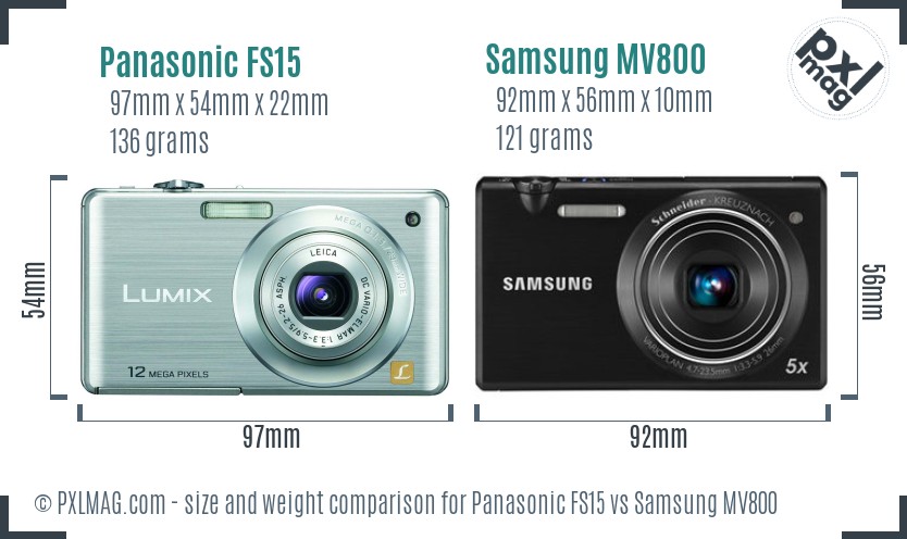 Panasonic FS15 vs Samsung MV800 size comparison Panasonic FS15 vs Samsung MV800 size comparison