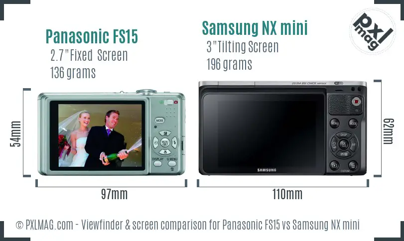 Panasonic FS15 vs Samsung NX mini Screen and Viewfinder comparison