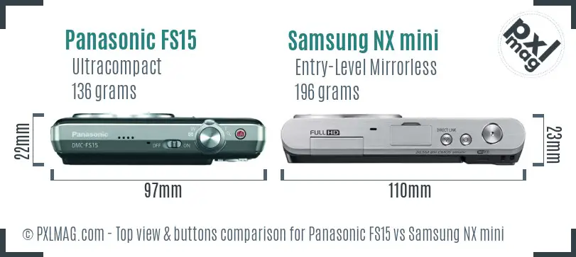 Panasonic FS15 vs Samsung NX mini top view buttons comparison