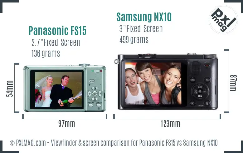 Panasonic FS15 vs Samsung NX10 Screen and Viewfinder comparison