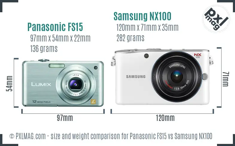 Panasonic FS15 vs Samsung NX100 size comparison