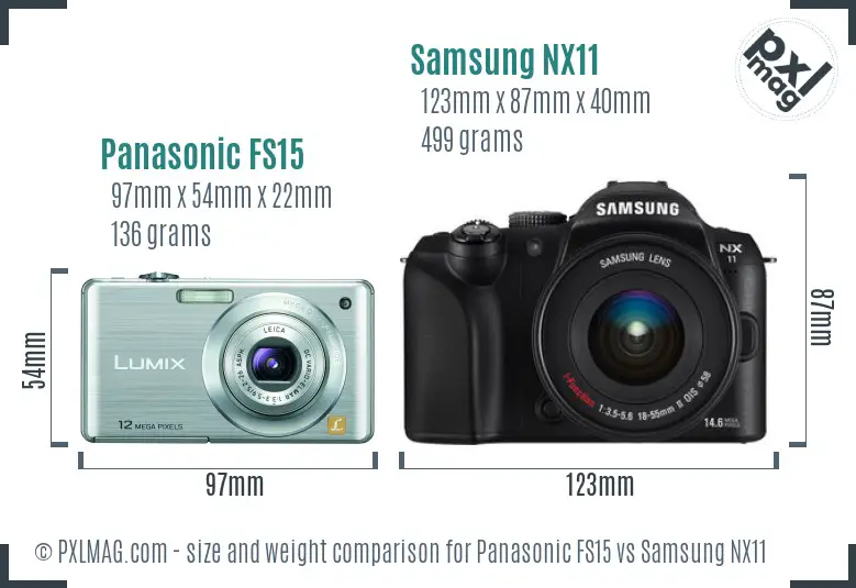 Panasonic FS15 vs Samsung NX11 size comparison Panasonic FS15 vs Samsung NX11 size comparison