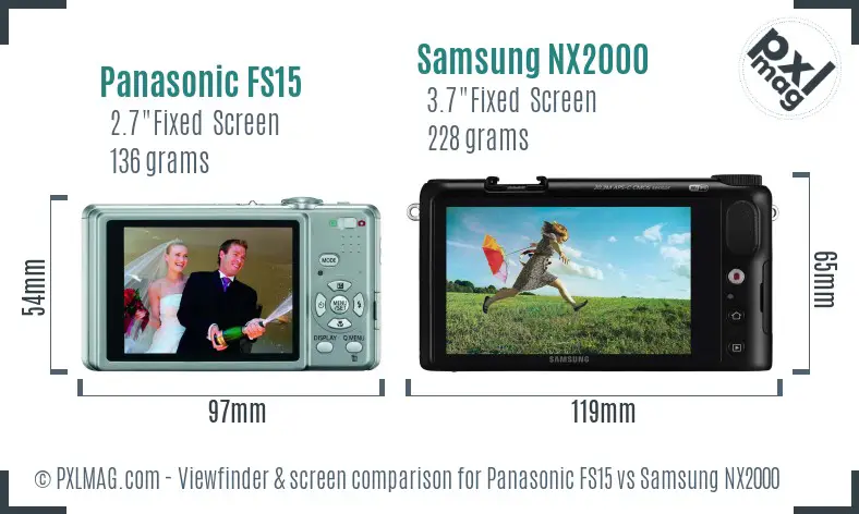 Panasonic FS15 vs Samsung NX2000 Screen and Viewfinder comparison Panasonic FS15 vs Samsung NX2000 Screen and Viewfinder comparison