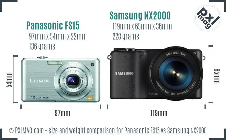 Panasonic FS15 vs Samsung NX2000 size comparison Panasonic FS15 vs Samsung NX2000 size comparison