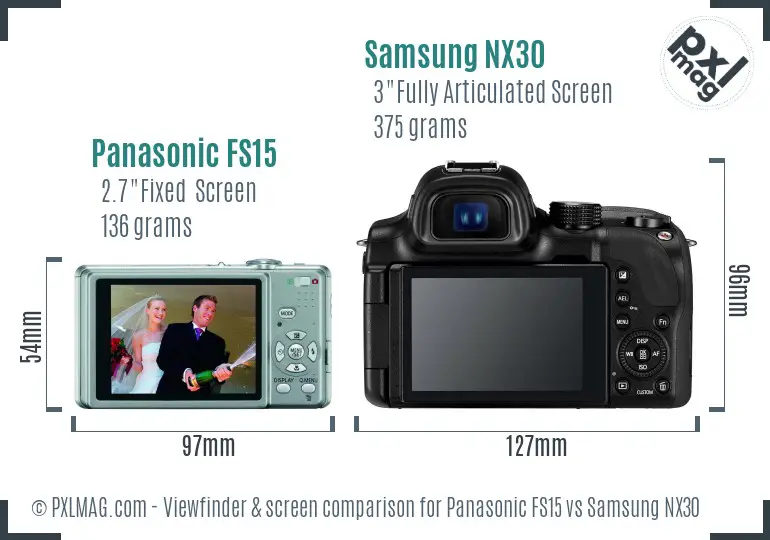 Panasonic FS15 vs Samsung NX30 Screen and Viewfinder comparison Panasonic FS15 vs Samsung NX30 Screen and Viewfinder comparison