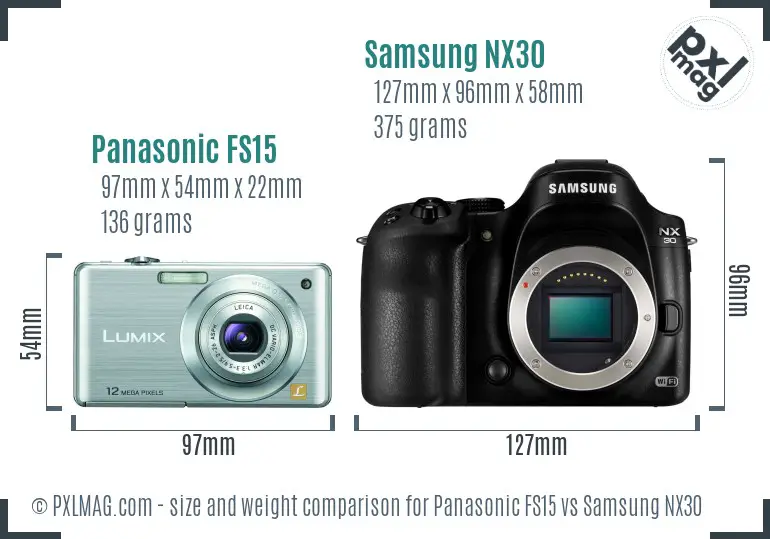 Panasonic FS15 vs Samsung NX30 size comparison