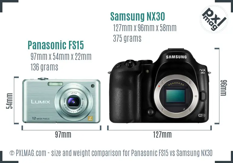 Panasonic FS15 vs Samsung NX30 size comparison Panasonic FS15 vs Samsung NX30 size comparison