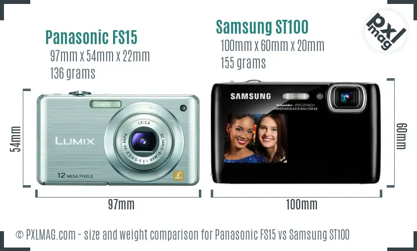 Panasonic FS15 vs Samsung ST100 size comparison