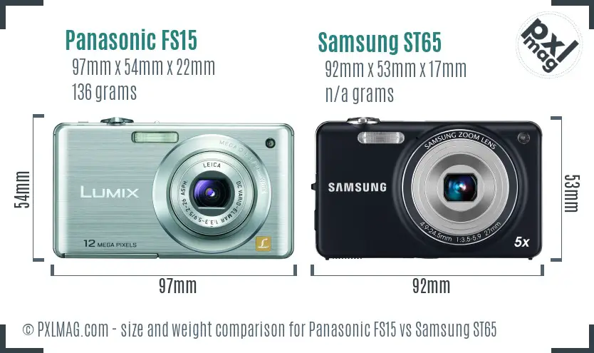 Panasonic FS15 vs Samsung ST65 size comparison