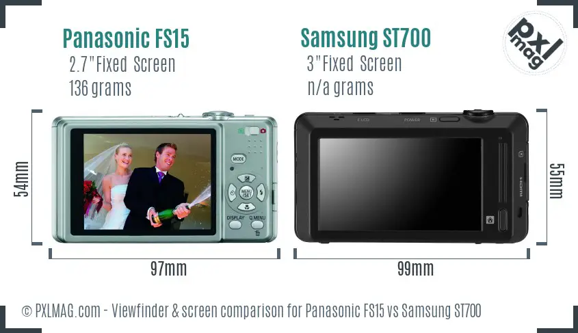 Panasonic FS15 vs Samsung ST700 Screen and Viewfinder comparison Panasonic FS15 vs Samsung ST700 Screen and Viewfinder comparison