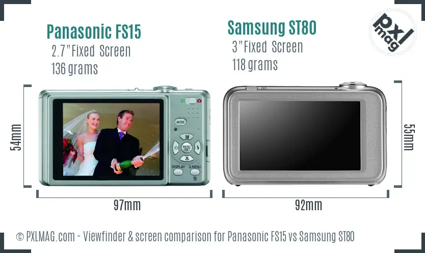 Panasonic FS15 vs Samsung ST80 Screen and Viewfinder comparison