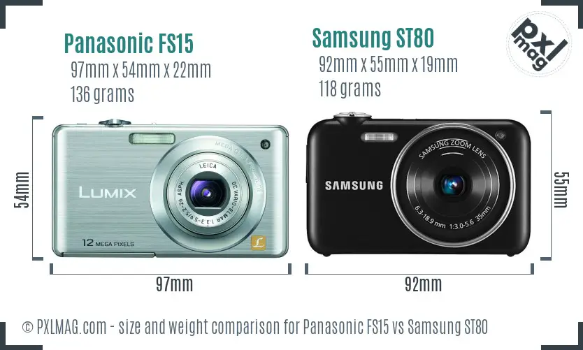 Panasonic FS15 vs Samsung ST80 size comparison