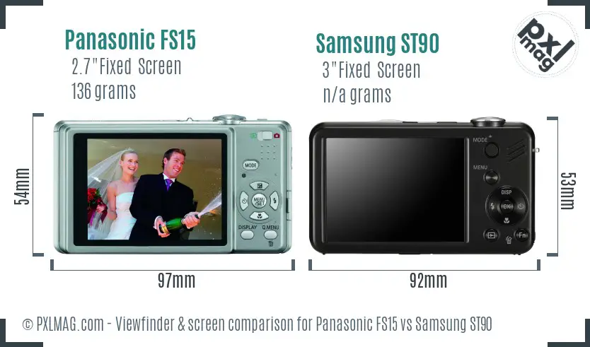 Panasonic FS15 vs Samsung ST90 Screen and Viewfinder comparison