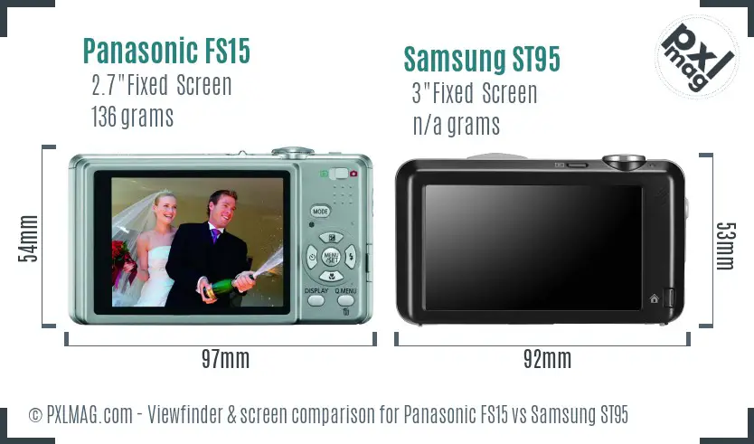 Panasonic FS15 vs Samsung ST95 Screen and Viewfinder comparison Panasonic FS15 vs Samsung ST95 Screen and Viewfinder comparison