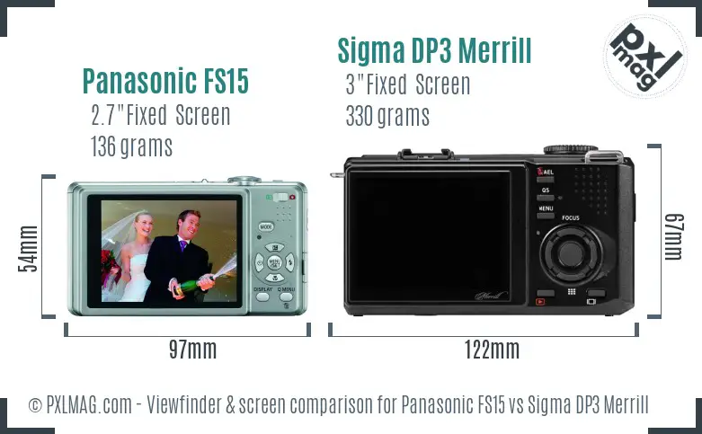 Panasonic FS15 vs Sigma DP3 Merrill Screen and Viewfinder comparison Panasonic FS15 vs Sigma DP3 Merrill Screen and Viewfinder comparison