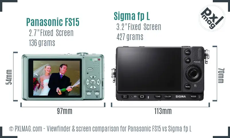 Panasonic FS15 vs Sigma fp L Screen and Viewfinder comparison