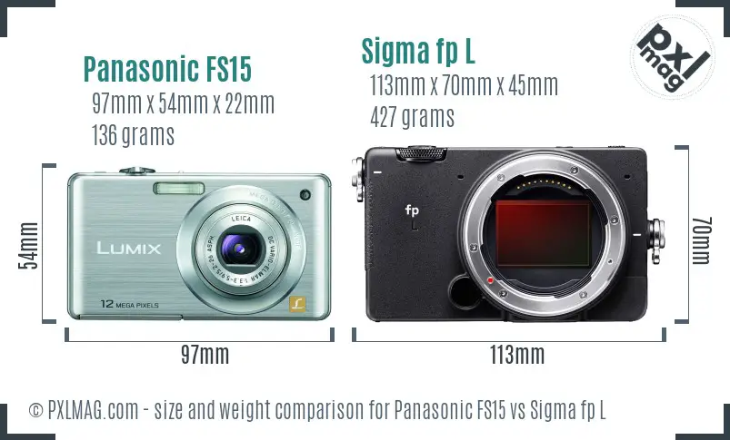 Panasonic FS15 vs Sigma fp L size comparison