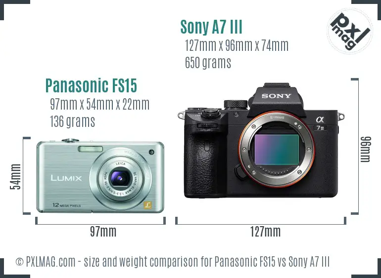 Panasonic FS15 vs Sony A7 III size comparison