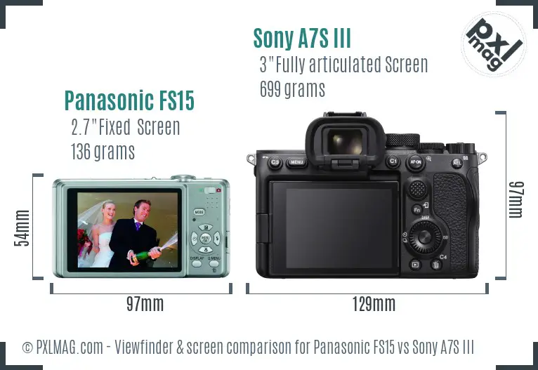 Panasonic FS15 vs Sony A7S III Screen and Viewfinder comparison Panasonic FS15 vs Sony A7S III Screen and Viewfinder comparison