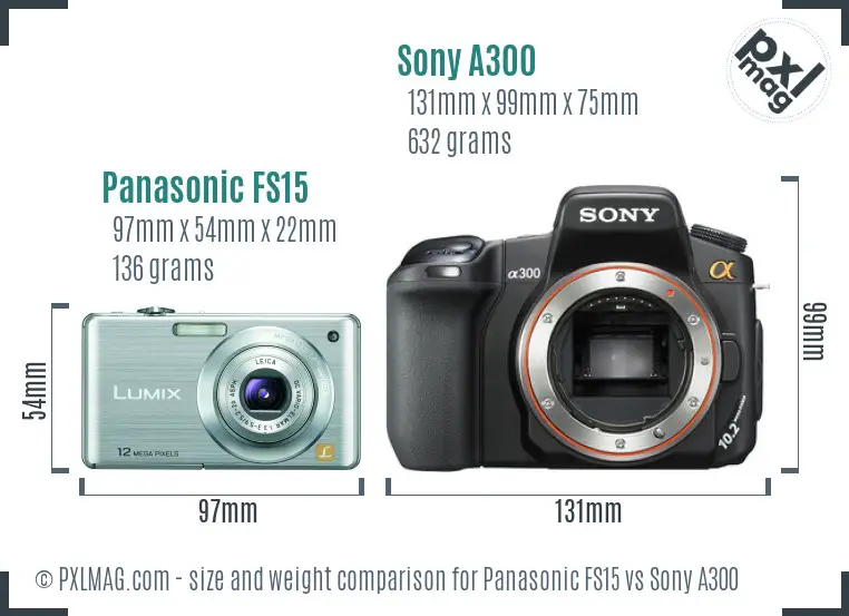 Panasonic FS15 vs Sony A300 size comparison
