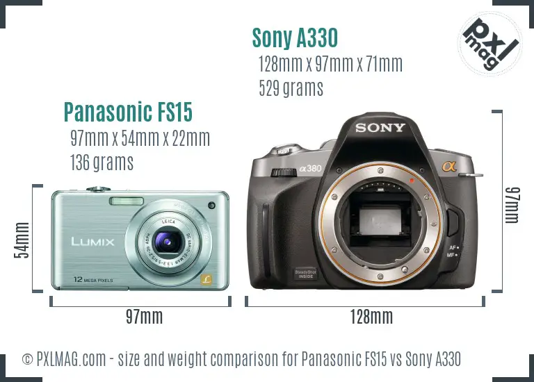 Panasonic FS15 vs Sony A330 size comparison