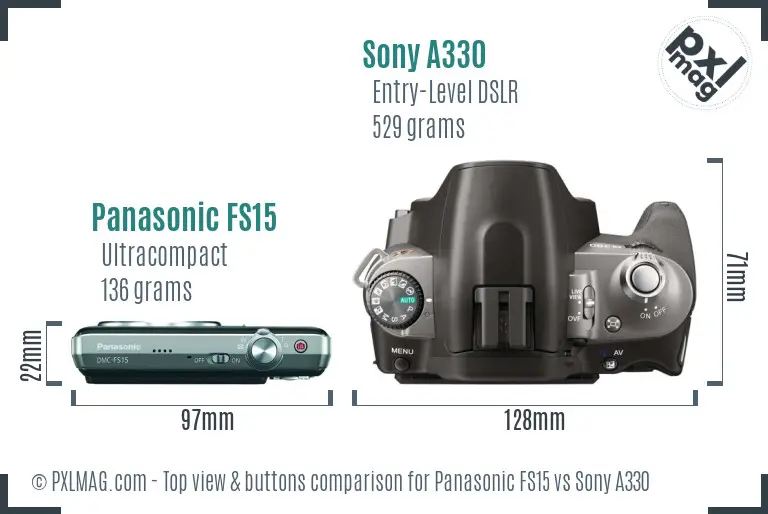 Panasonic FS15 vs Sony A330 top view buttons comparison