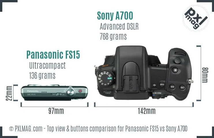 Panasonic FS15 vs Sony A700 top view buttons comparison